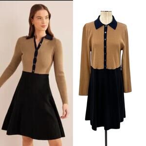 Boden Tan and Black Collared Dress